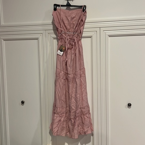 Amazon Backless Maxi Dress Spaghetti Strap Sleeveless Tiered Swing Dress Pink XS - Picture 3 of 5
